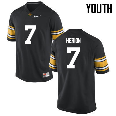 Youth Iowa Hawkeyes #7 Tom Herion College Football Jerseys-Black - Click Image to Close